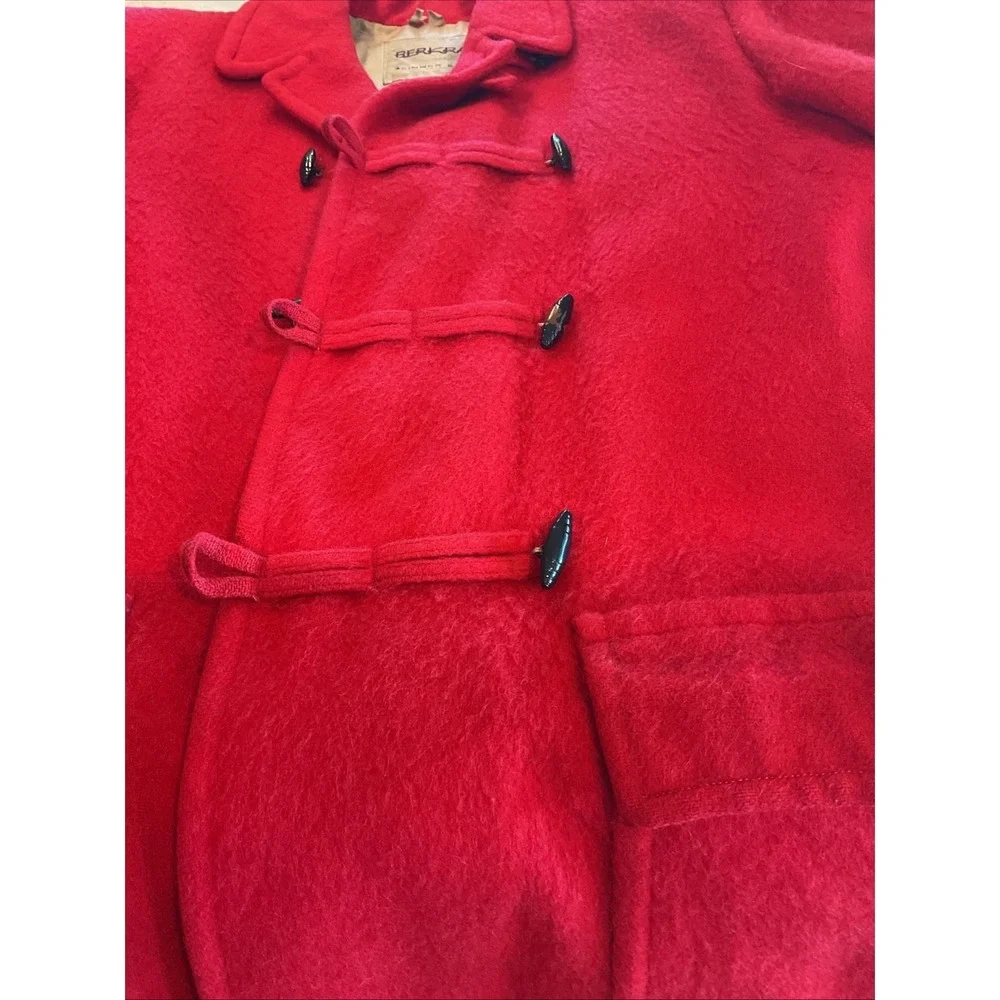 Vintage Berkray Red Wool Duffle‎ Coat Womens Sz 40 Large Toggle Classic